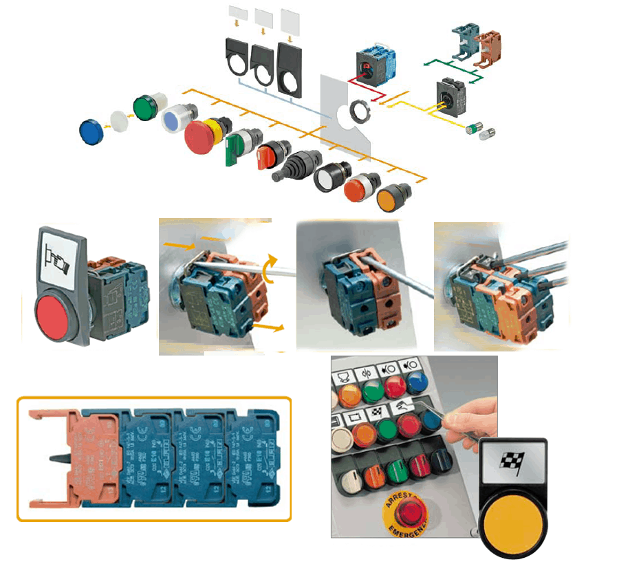 Industrial switches, Pushbutton, Pilot Light, Key switches, Emergency Stop switch